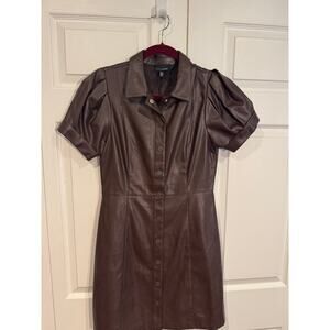 New Lucy Paris Chocolate Paris Faux Leather Shirt Dress – Size Small